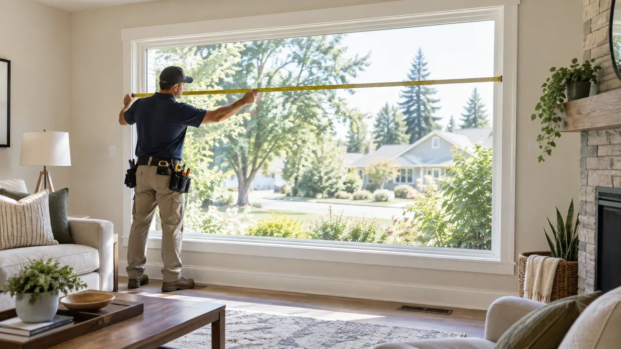 Picture window size measurement for a residential opening
