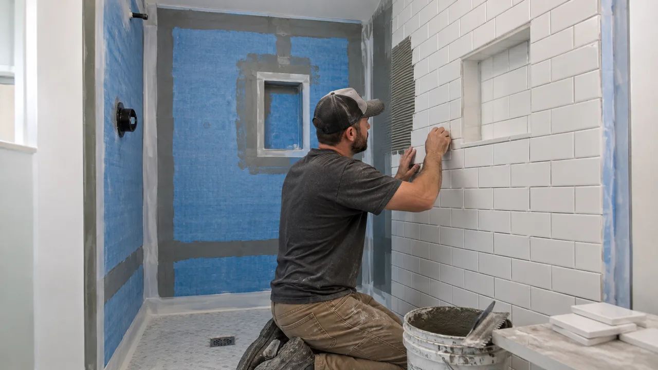 White Subway Tile Shower Ideas for a Cleaner Bathroom Look 3 White subway tile shower waterproofing and corner preparation
