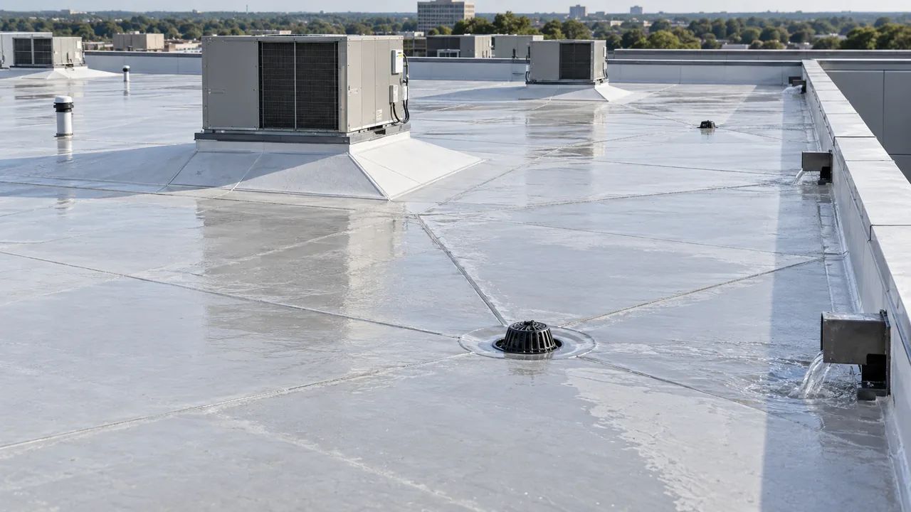 Commercial Flat Roofing Guide for Smarter Roof Planning 9 Commercial flat roofing drainage with tapered insulation and clear water paths