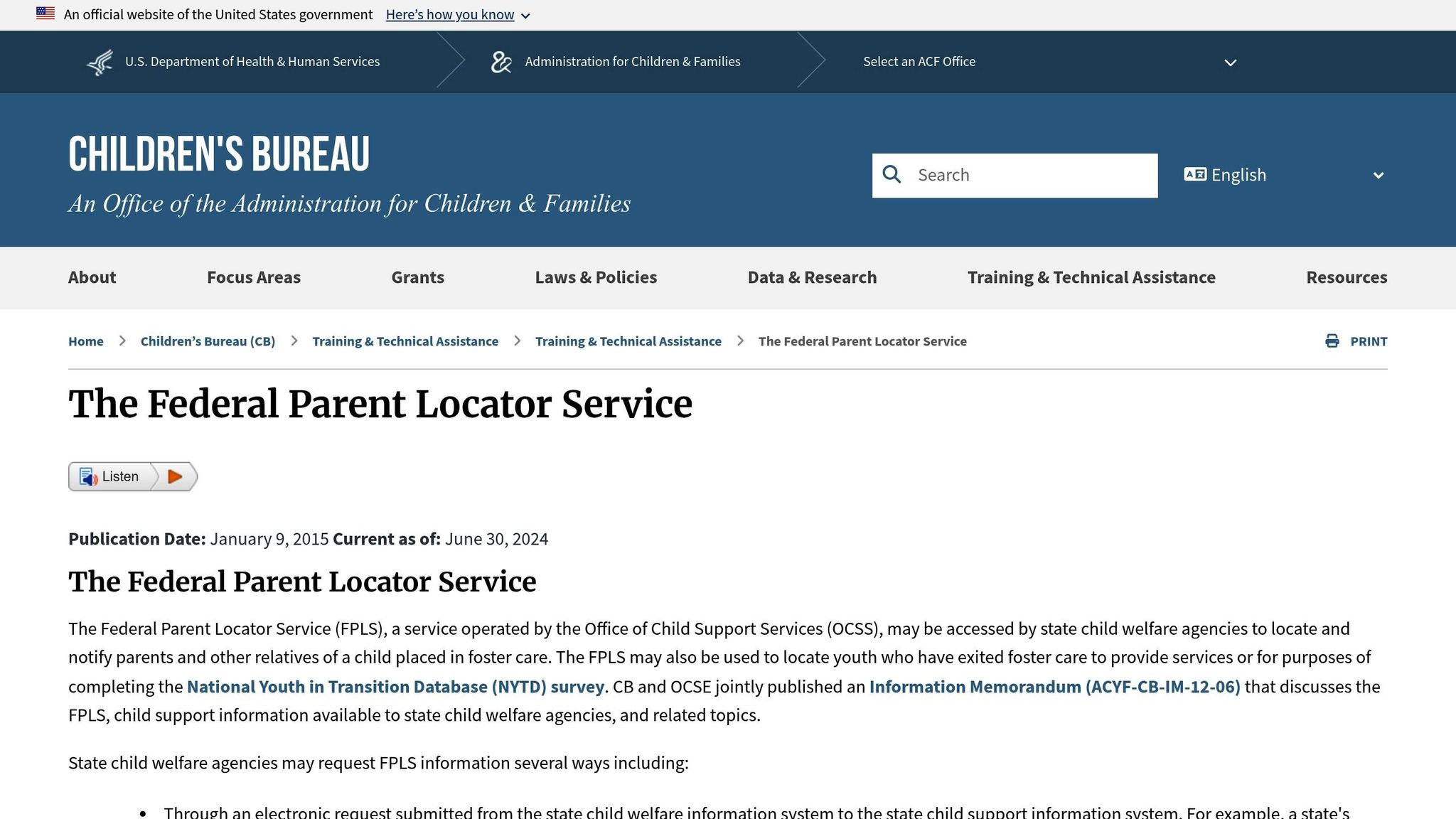 Federal Parent Locator Service