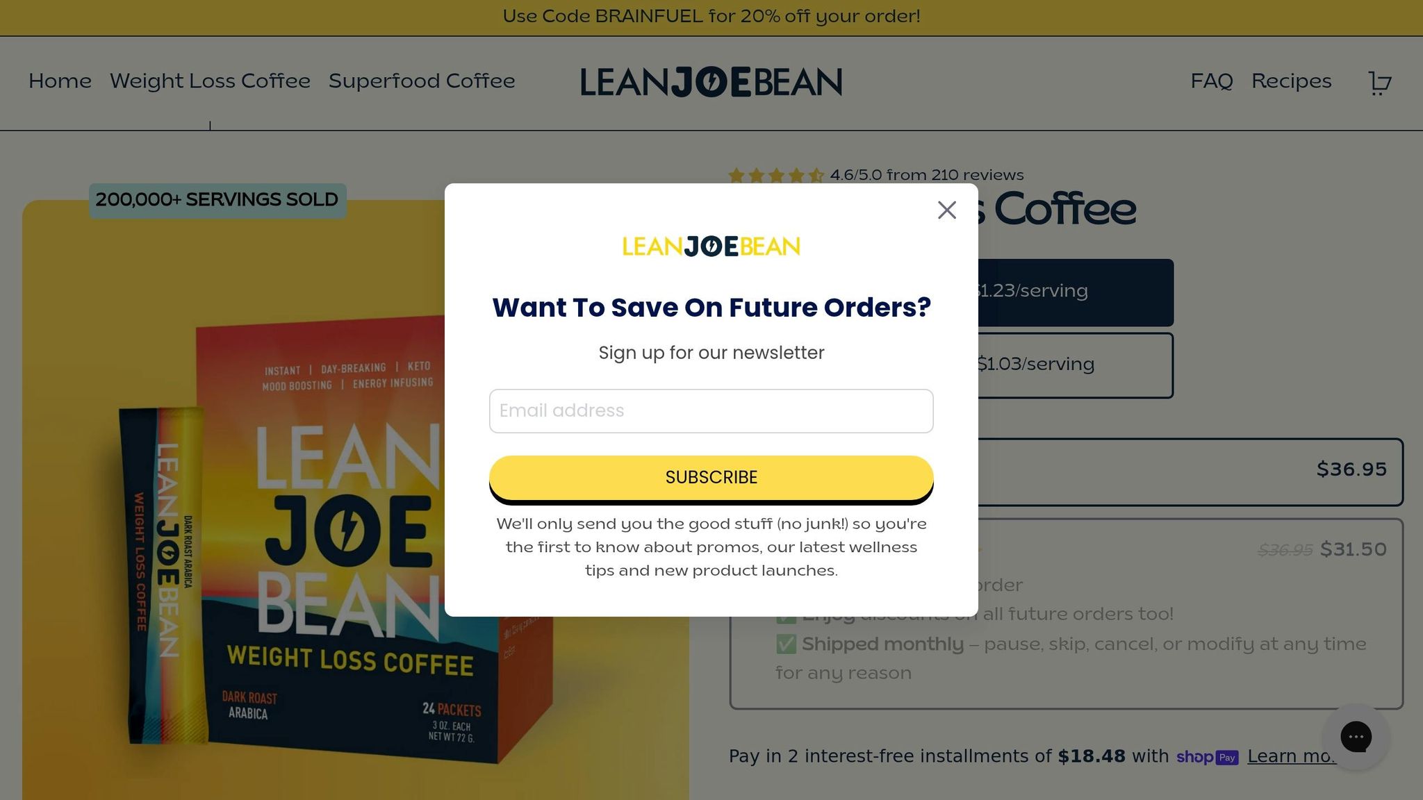 Lean Joe Bean Weight Loss Coffee