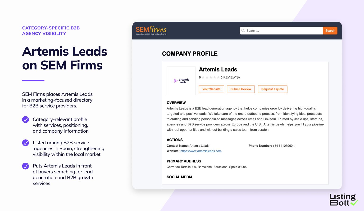 Artemis Leads on SEM Firms