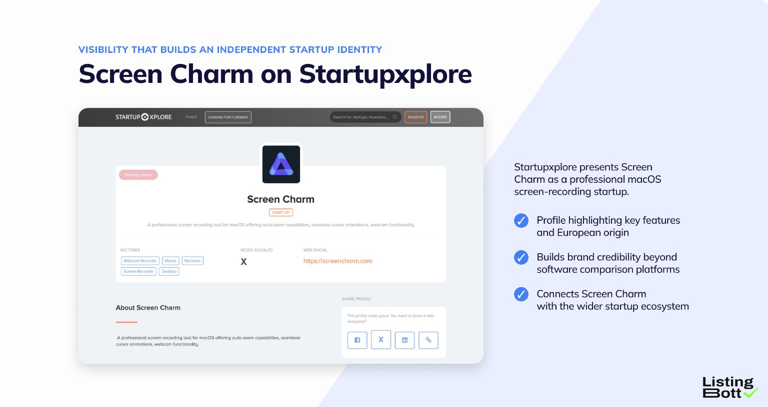 Screen Charm on Startupxplore