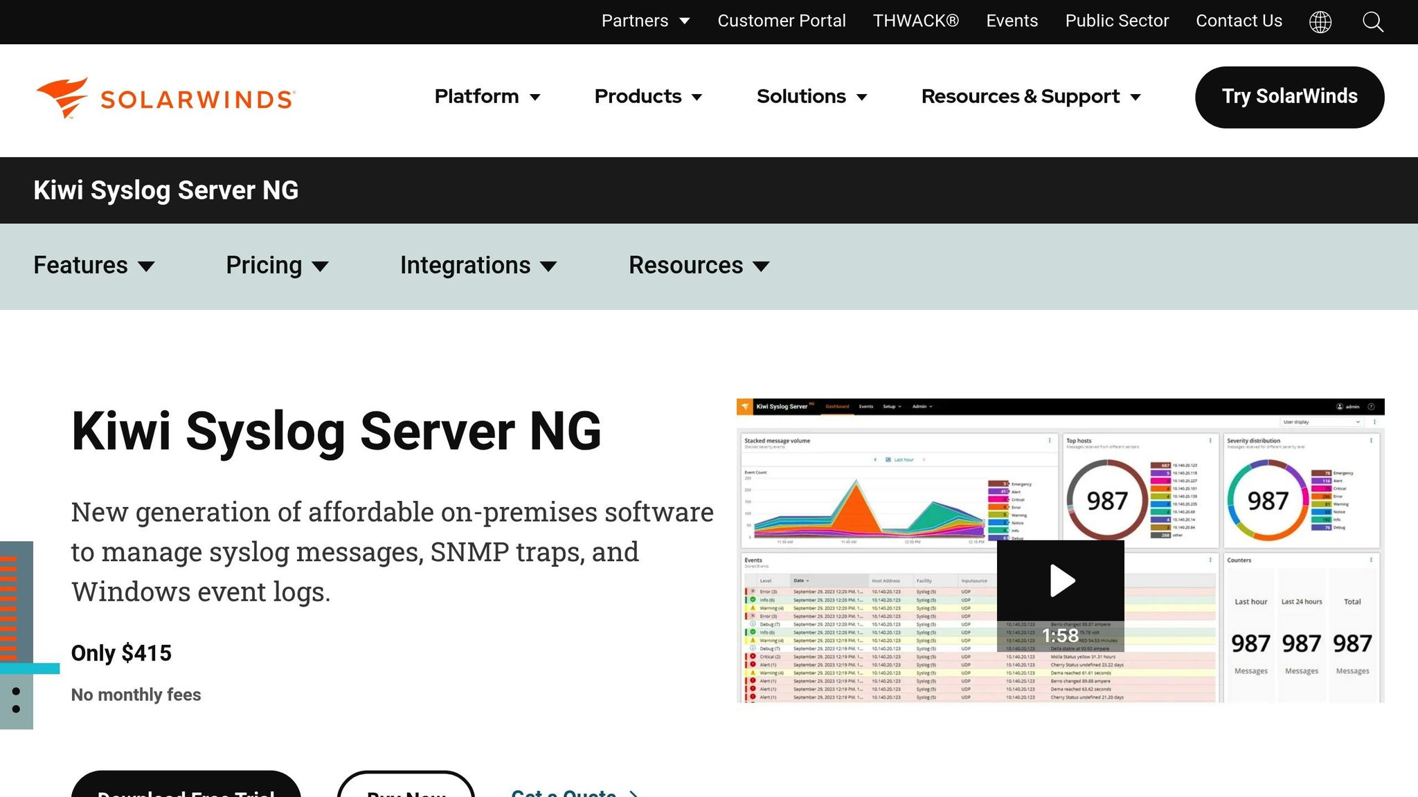 SolarWinds Kiwi Syslog Server