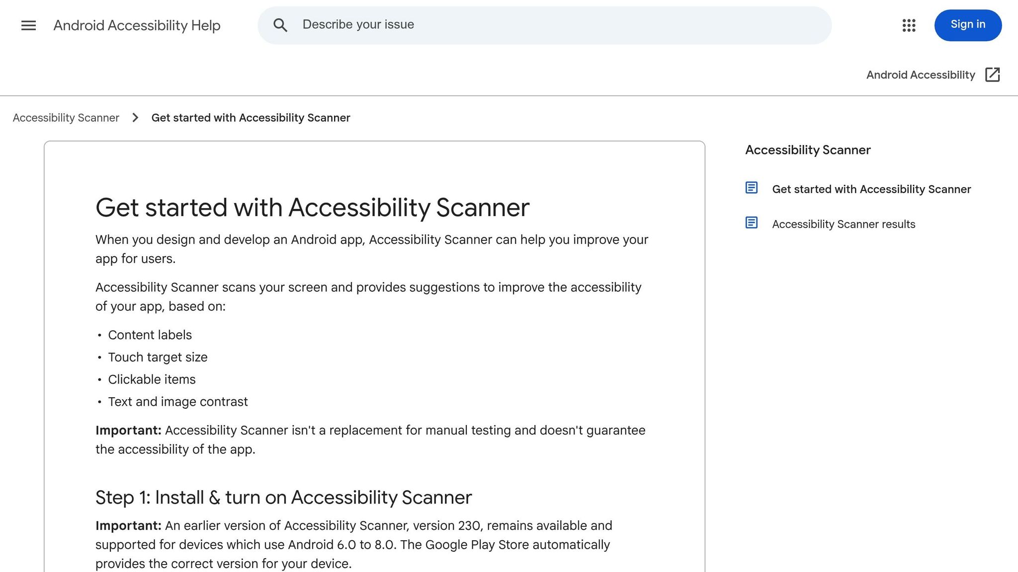 Accessibility Scanner