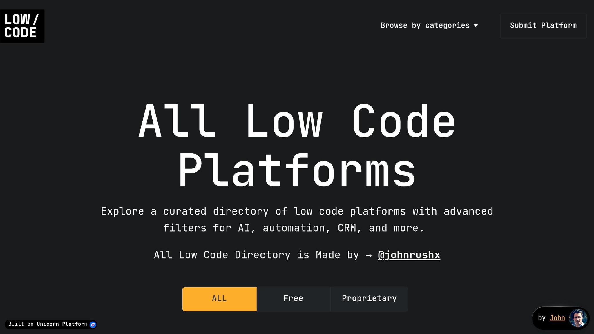 Low Code Platforms Directory