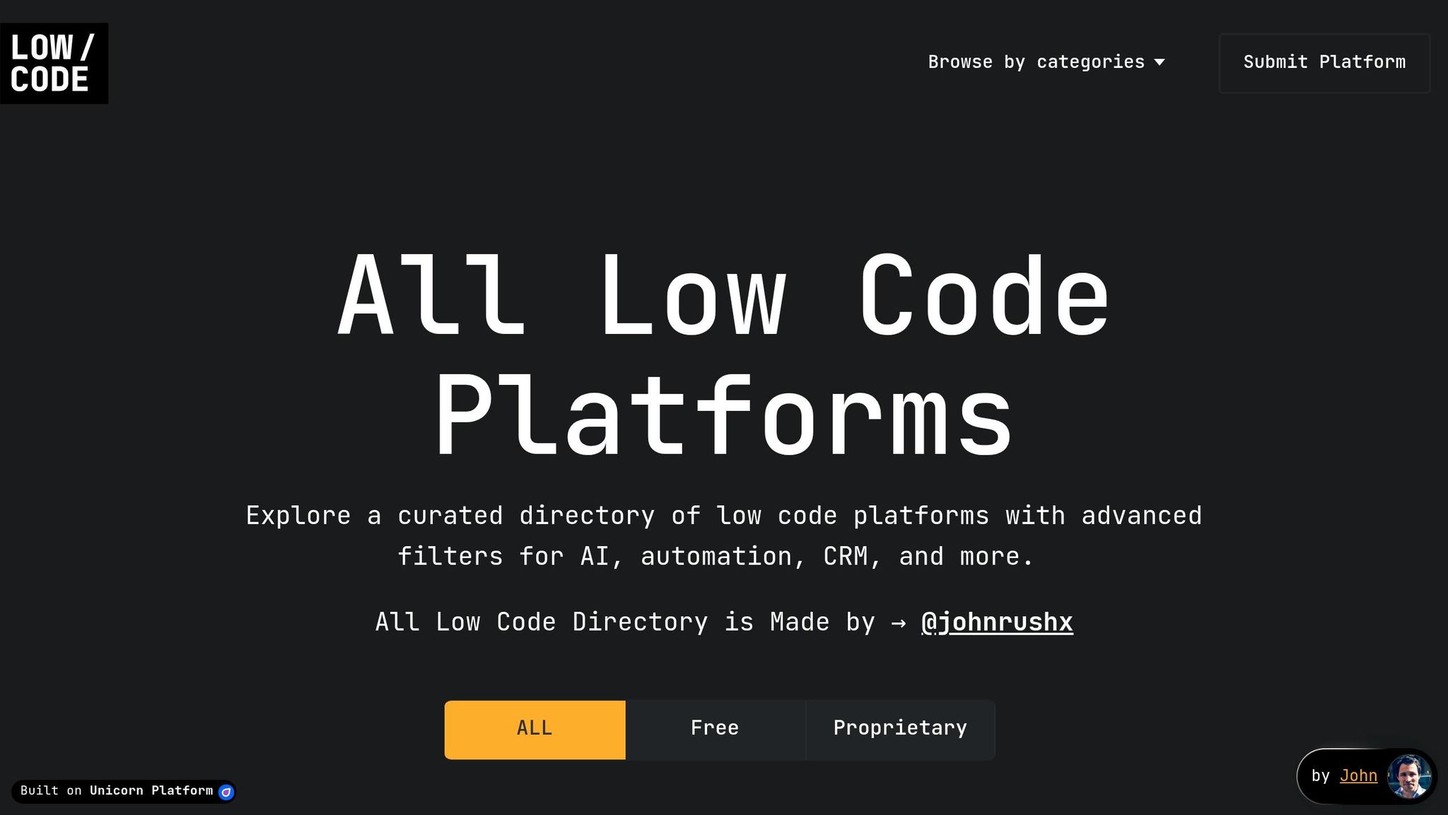 Low Code Platforms Directory