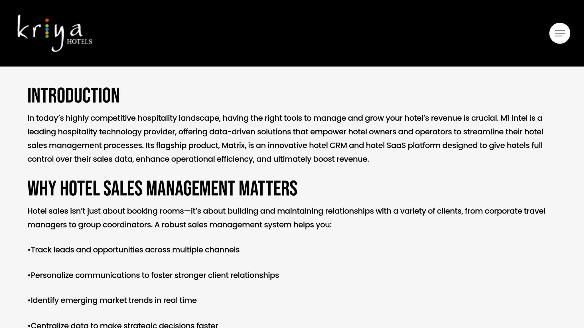 How Real-Time Data Sync Improves Hotel Sales 1 Matrix by M1 Intel