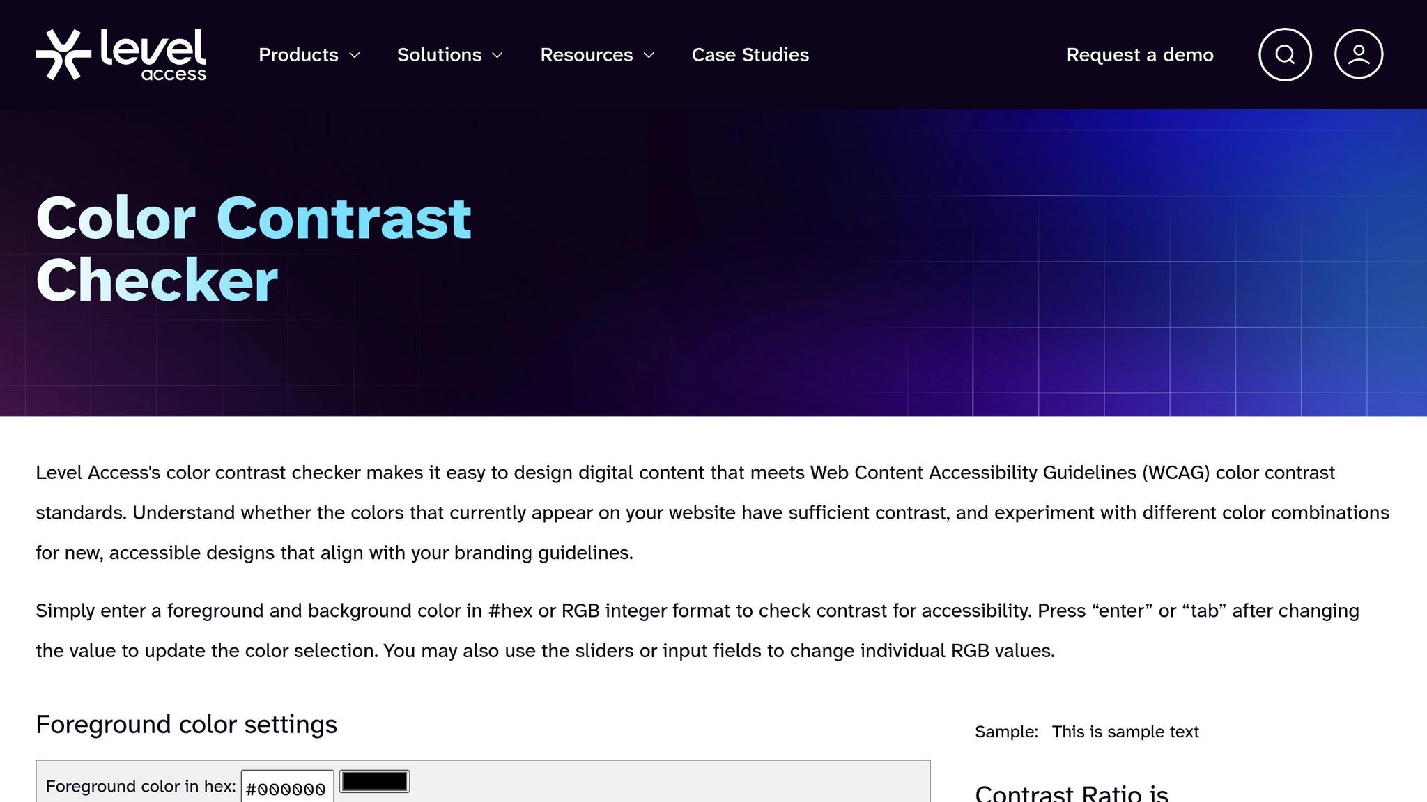 Level Access Color Contrast Checker