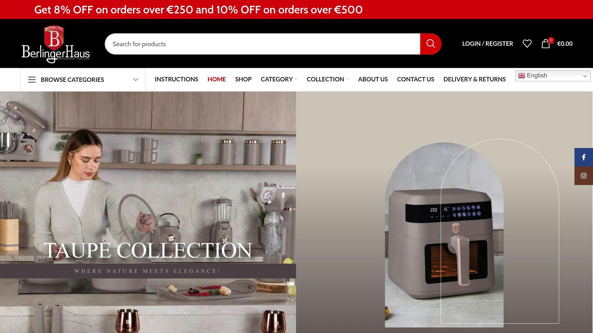 Container Berlinger Haus Matte Black cu strat TitanPro antiaderent