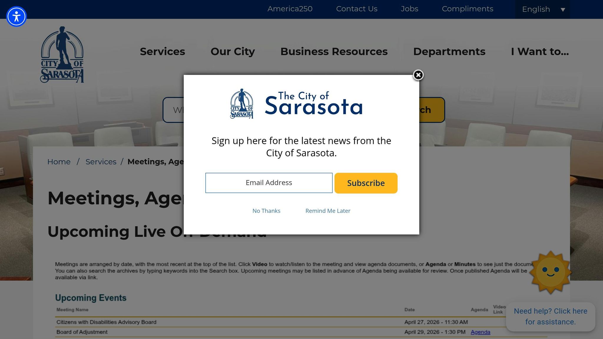 Sarasota 2.0 Agenda