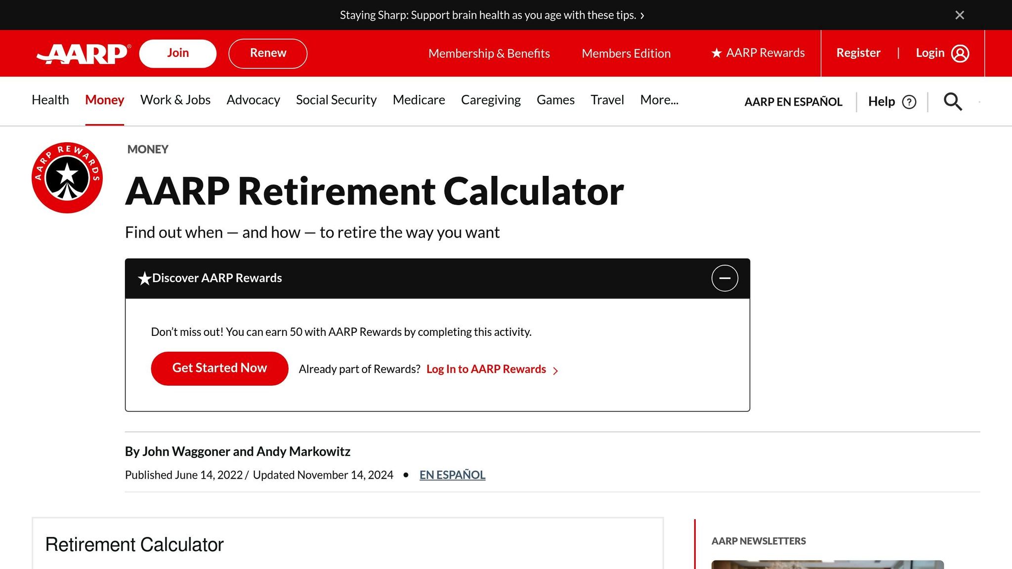 AARP Retirement Calculator
