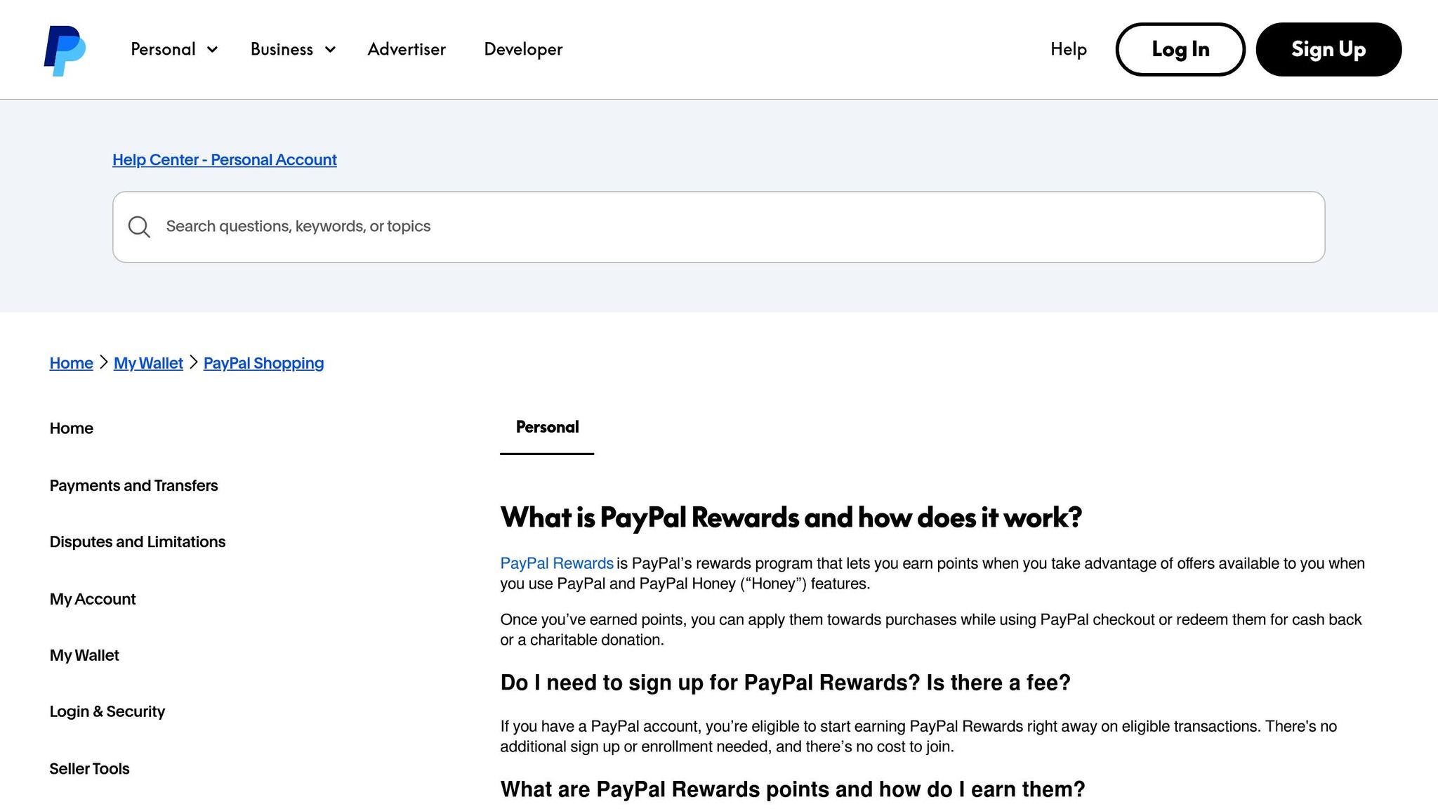 PayPal Rewards API