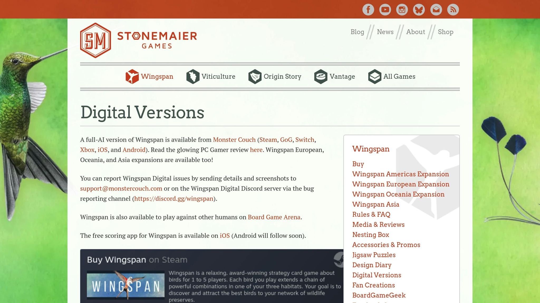 Wingspan Digital Edition