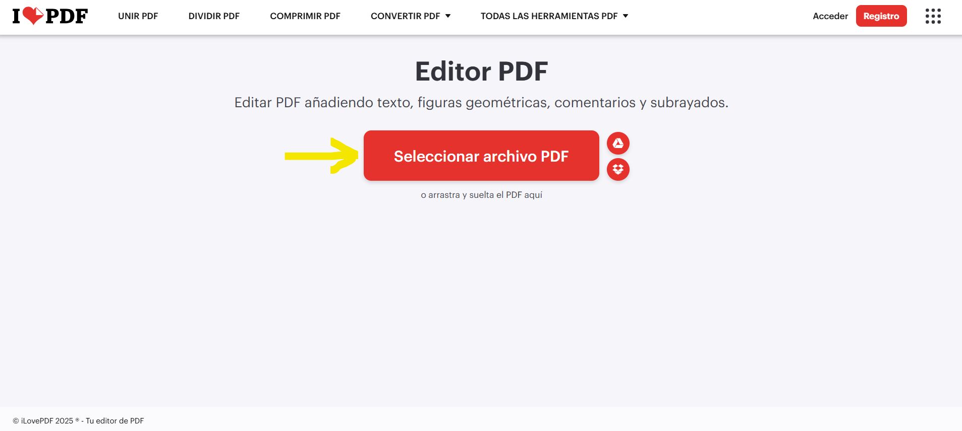 Cómo abrir un PDF en el Editor PDF de iLovePDF