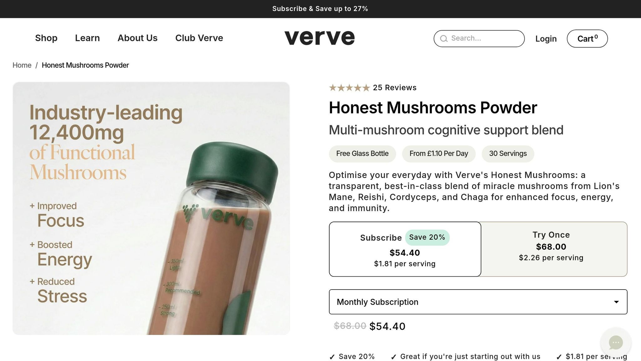 Verve Honest Mushrooms