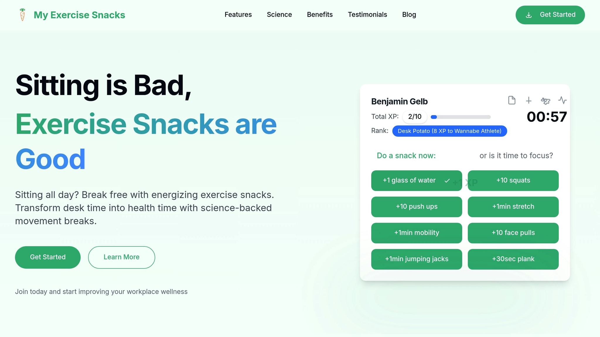My Exercise Snacks Chrome Extension