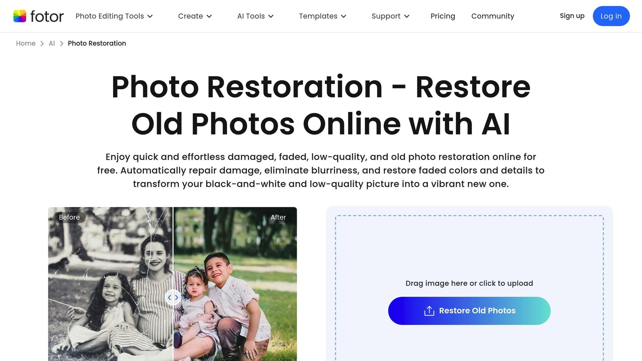 Fotor AI Photo Restorer