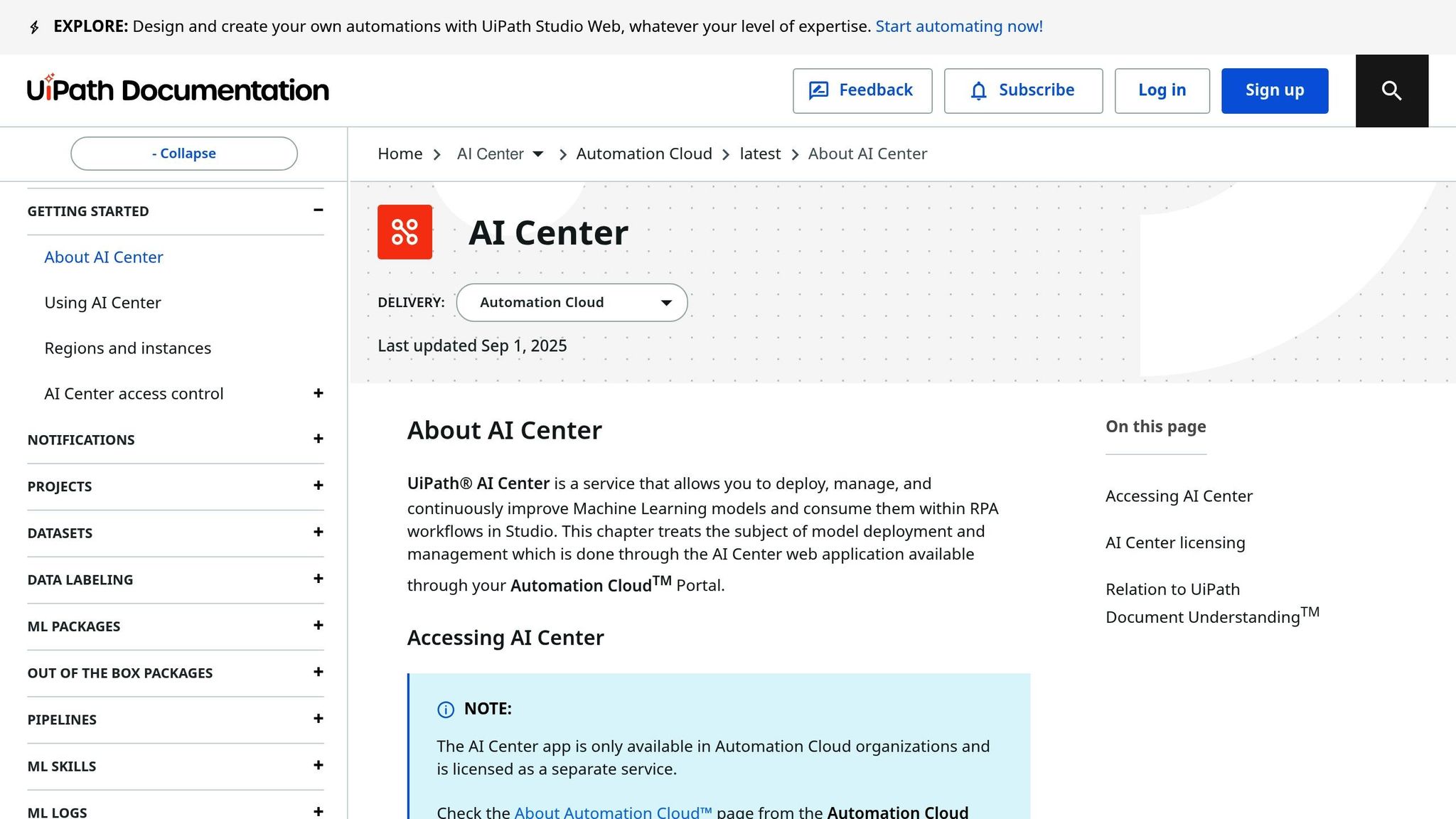 UiPath AI Center