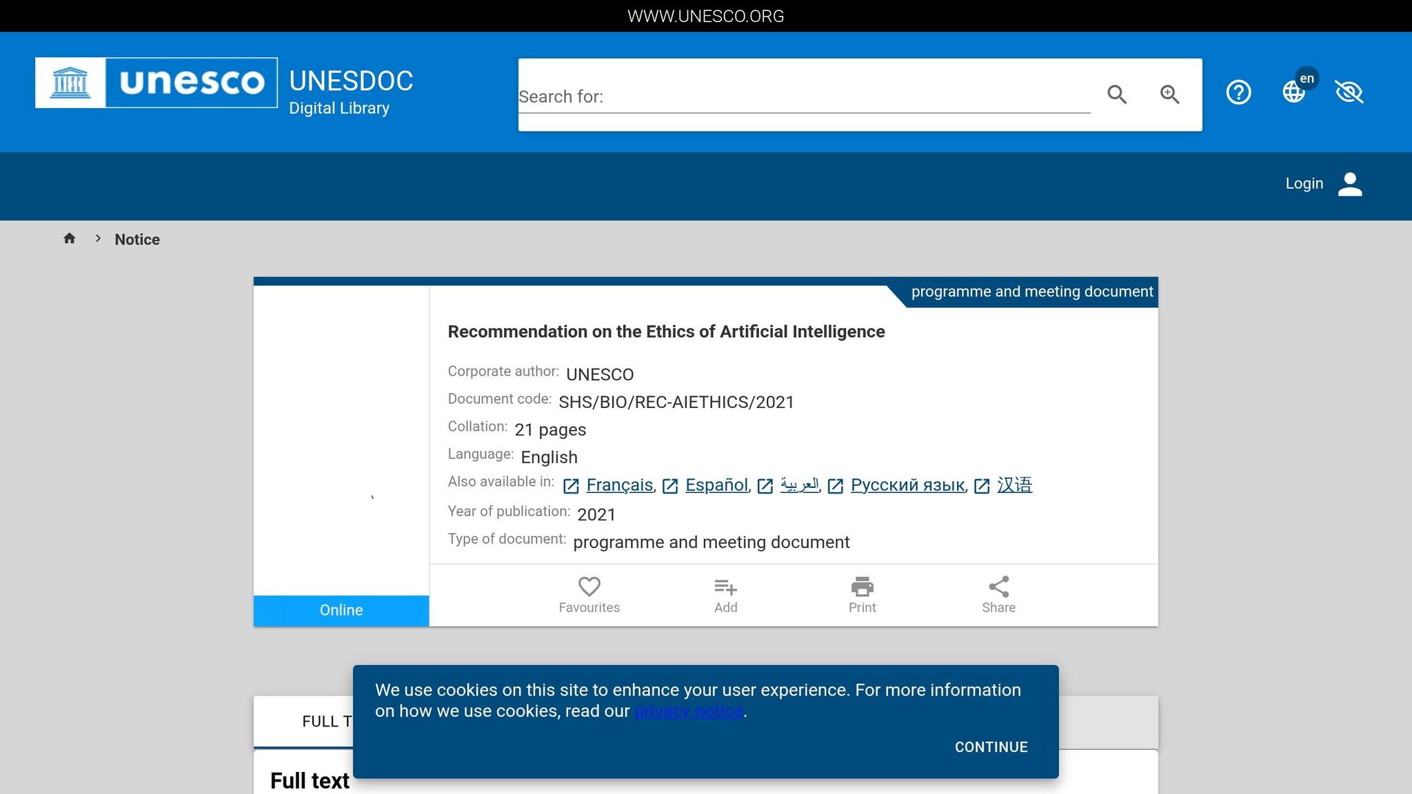 UNESCO Recommendation on the Ethics of AI