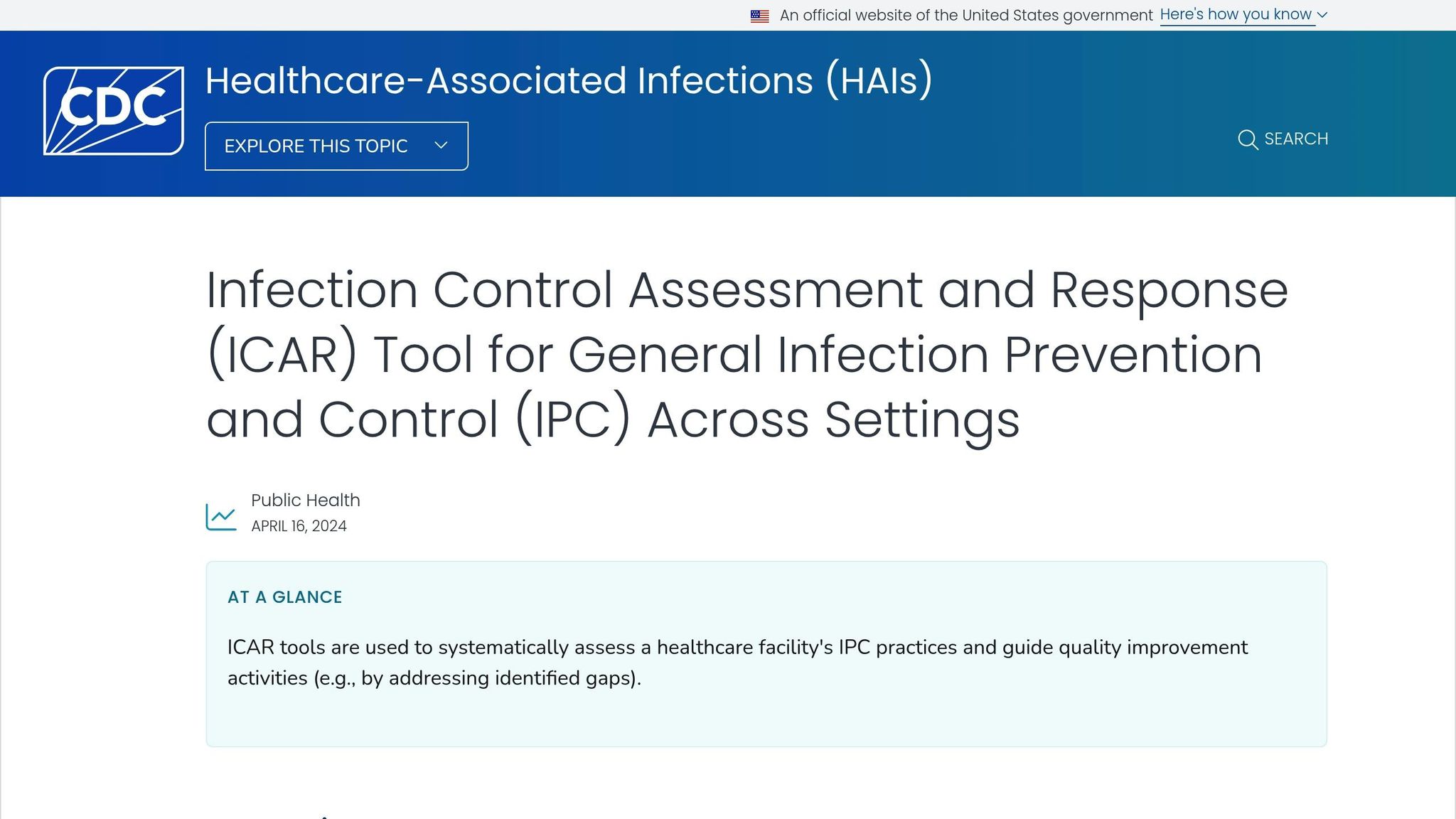 Infection Control Assessment and Response