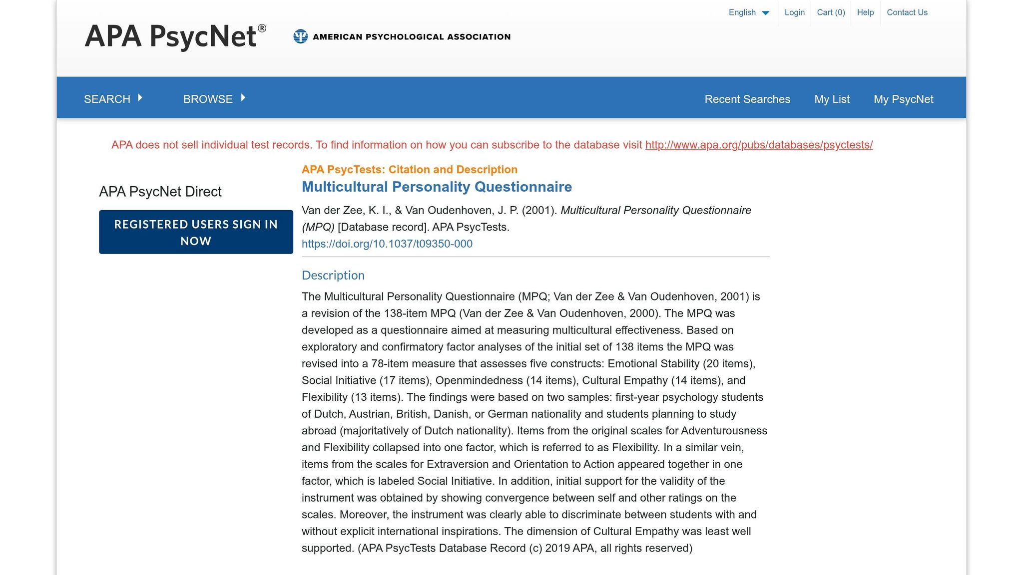 Multicultural Personality Questionnaire