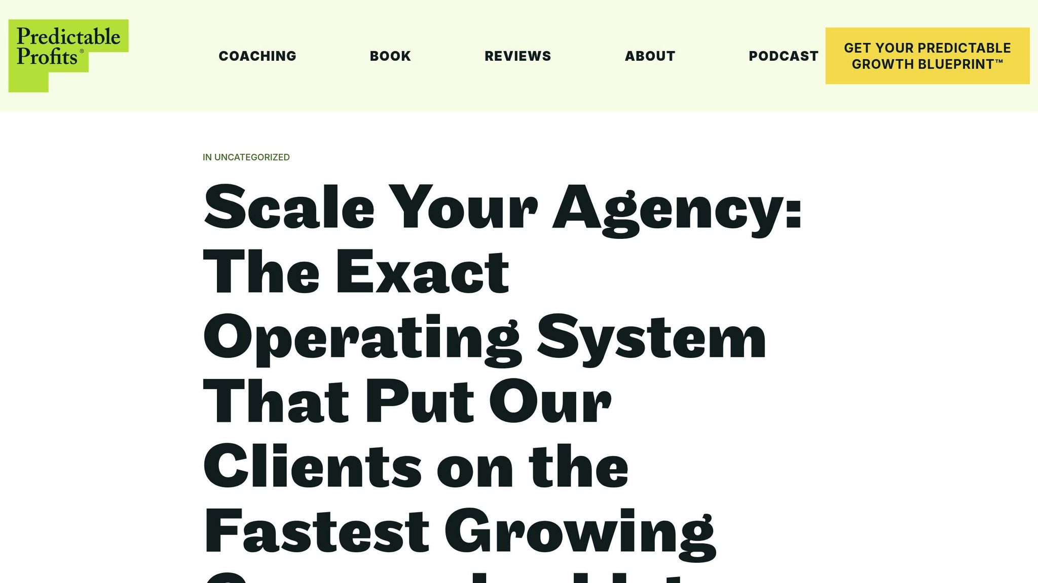 Predictable Profits Operating System