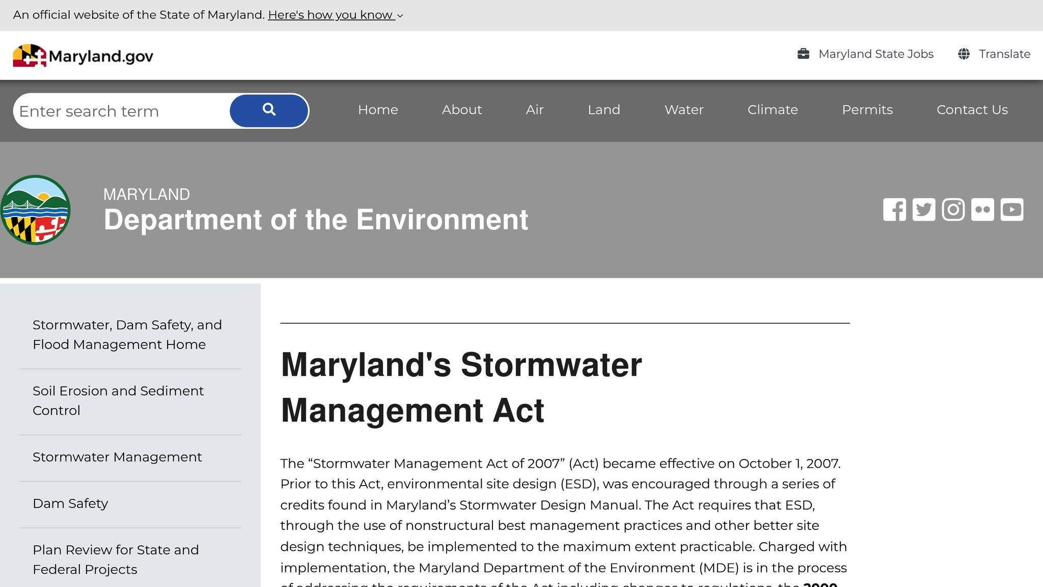 Stormwater Management Act of 2007