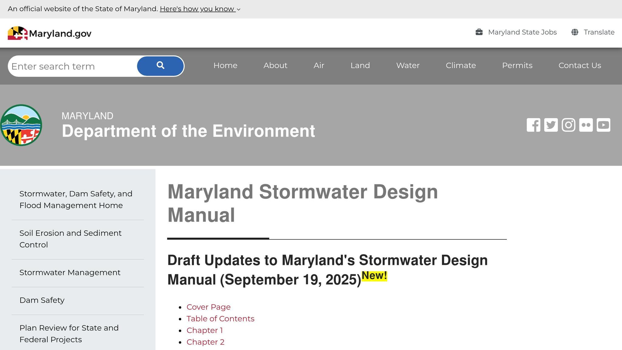 Maryland Stormwater Design Manual