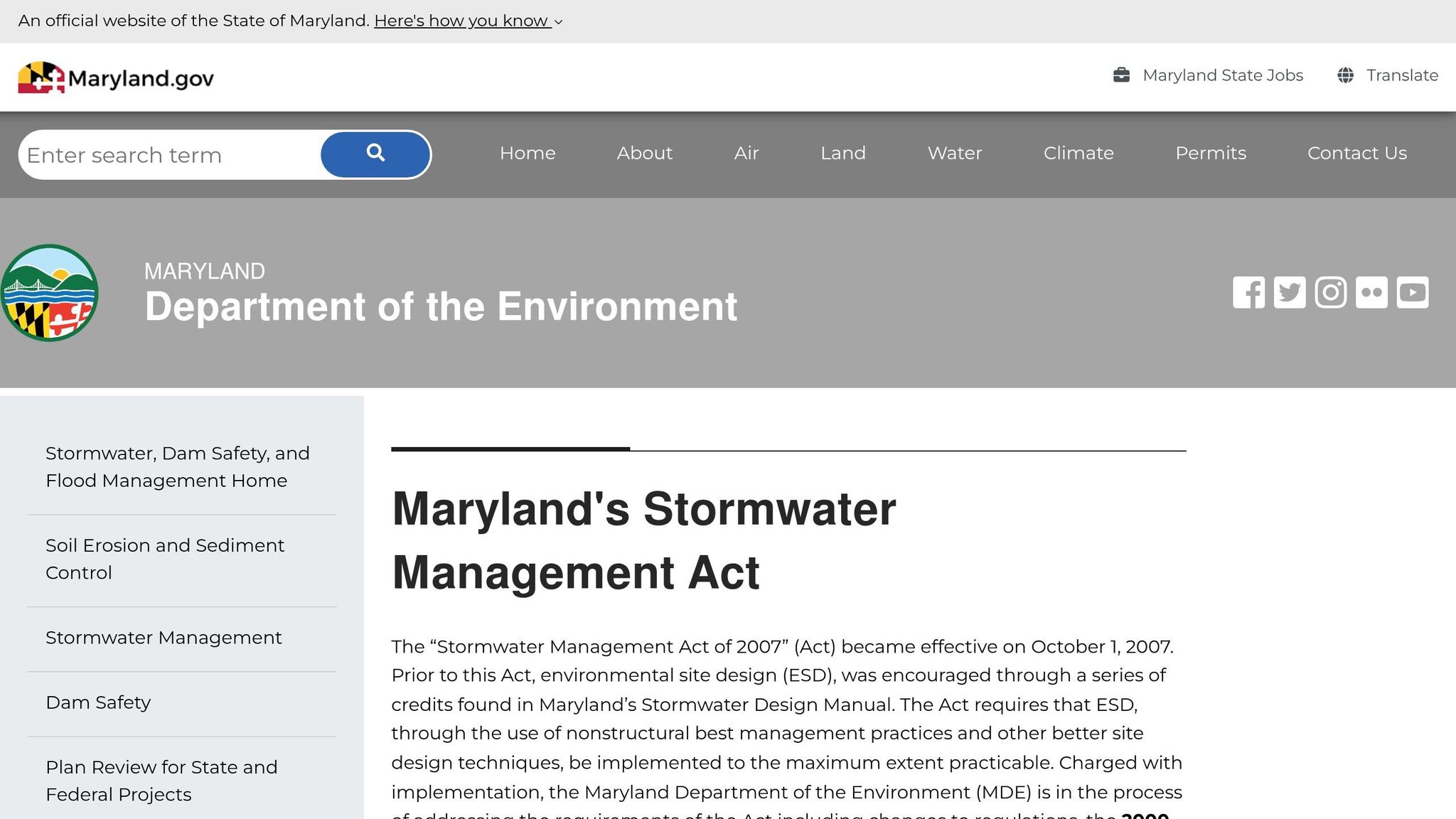 Stormwater Management Act of 2007
