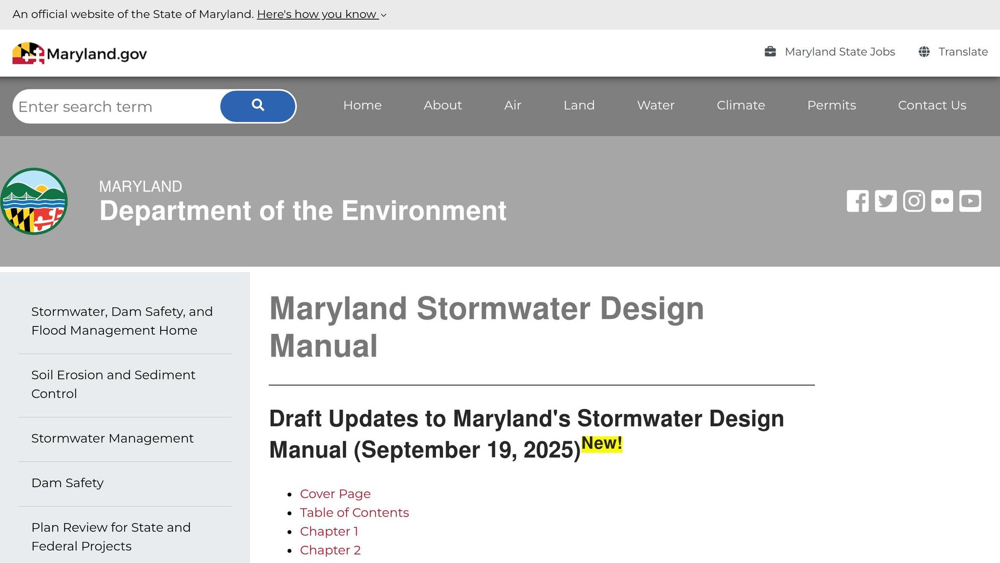 Maryland Stormwater Design Manual