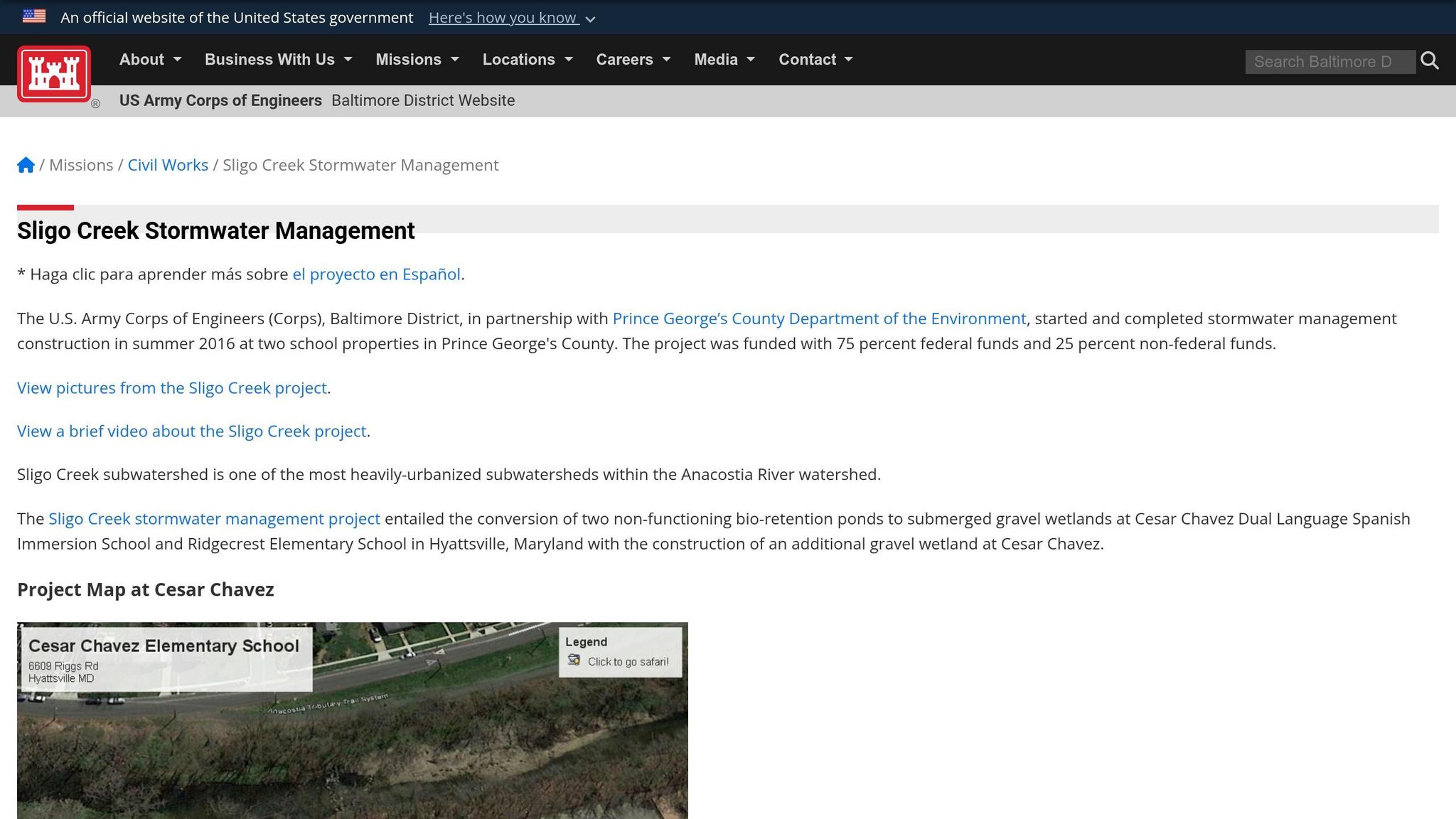 Sligo Creek Stormwater Management Project