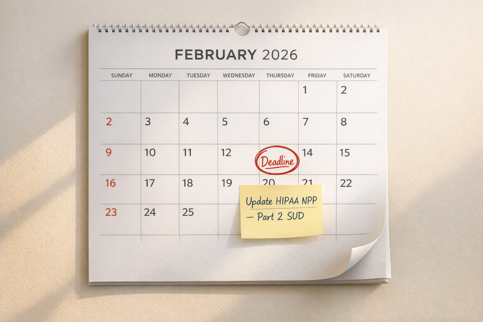 February 16 deadline for HHS-compliant HIPAA privacy updates