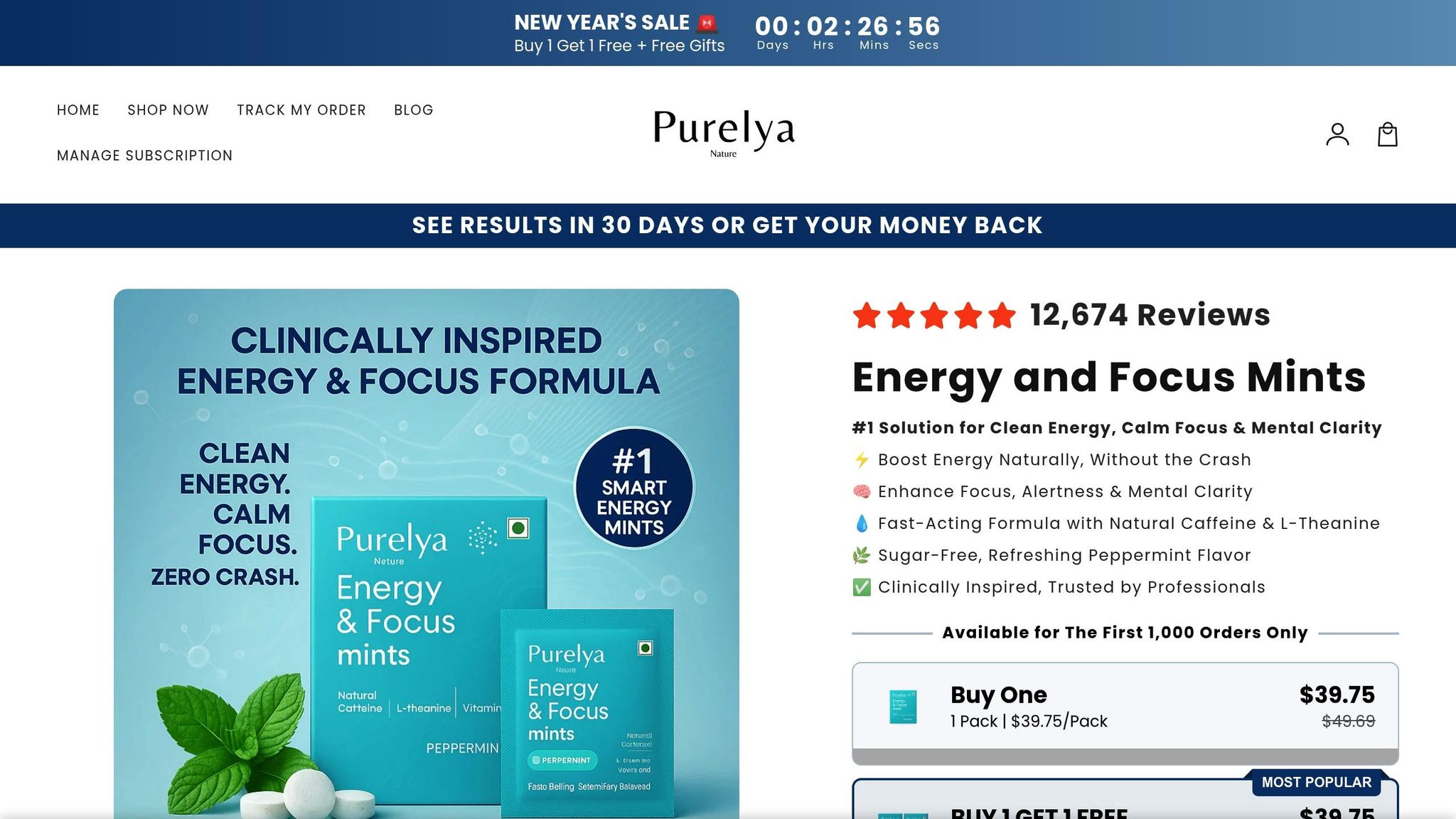 Purelya Nature Energy and Focus Mints