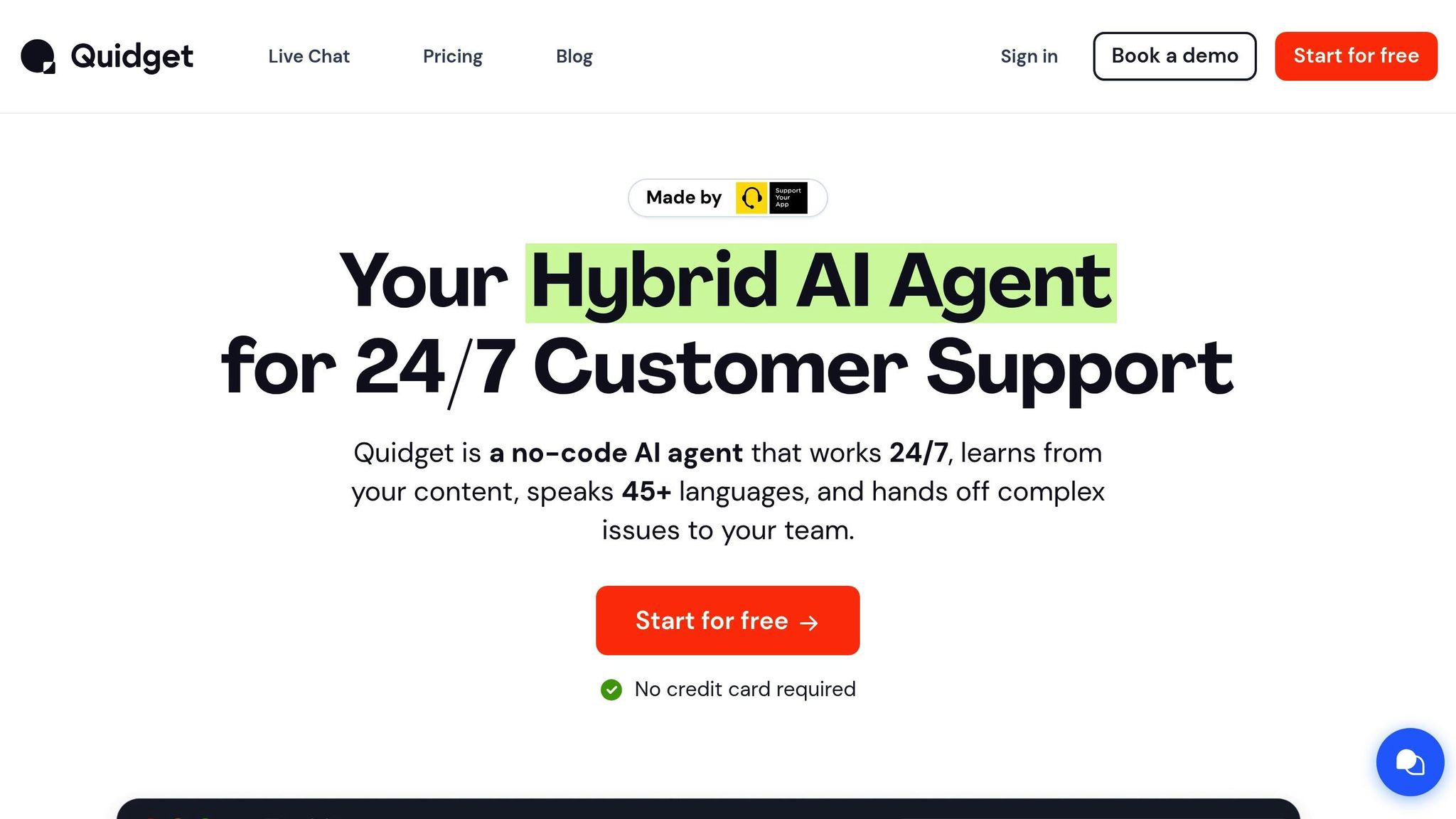Quidget – AI Agent Builder for Customer Support & Sales