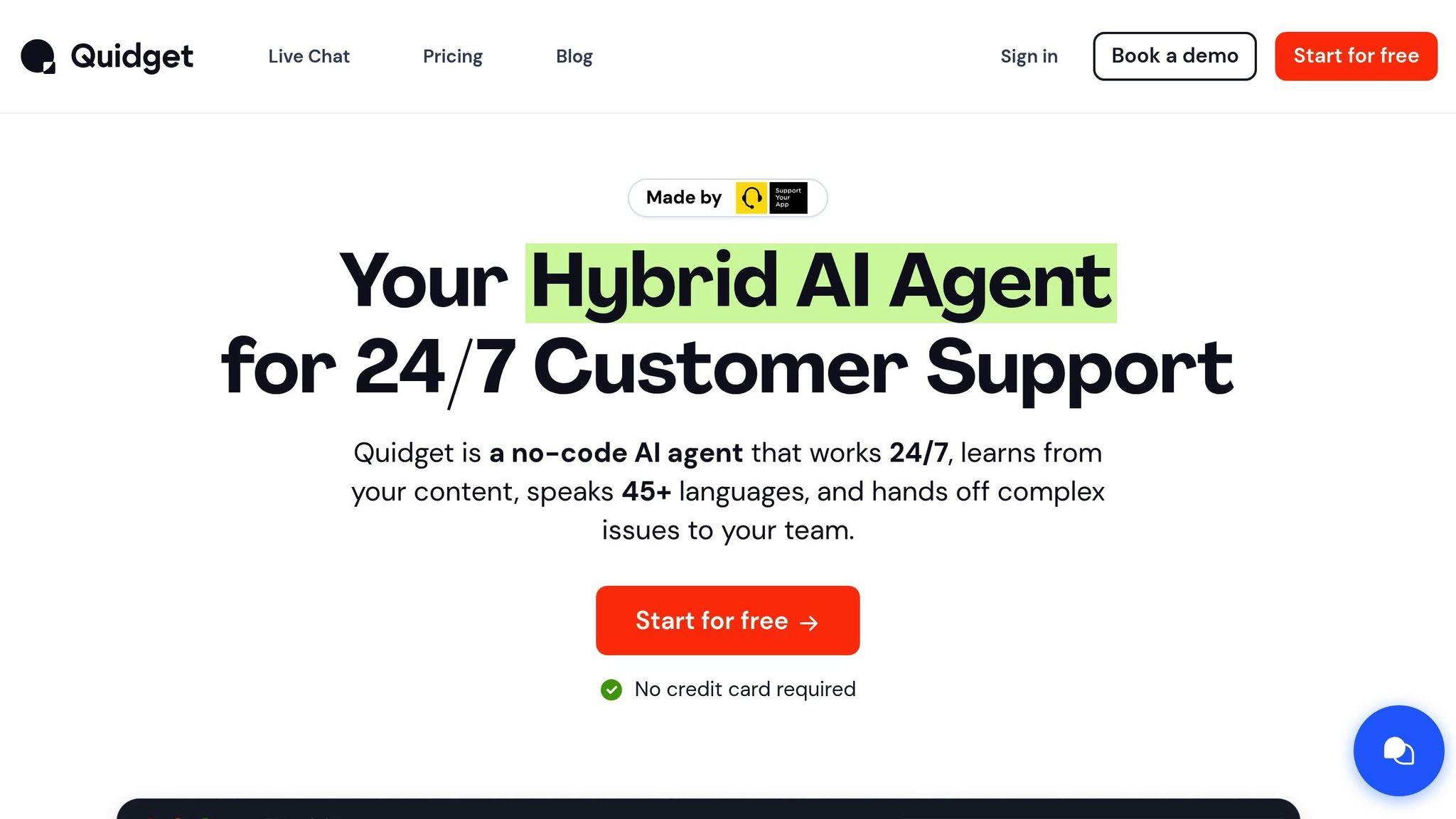Quidget – AI Agent Builder for Customer Support & Sales