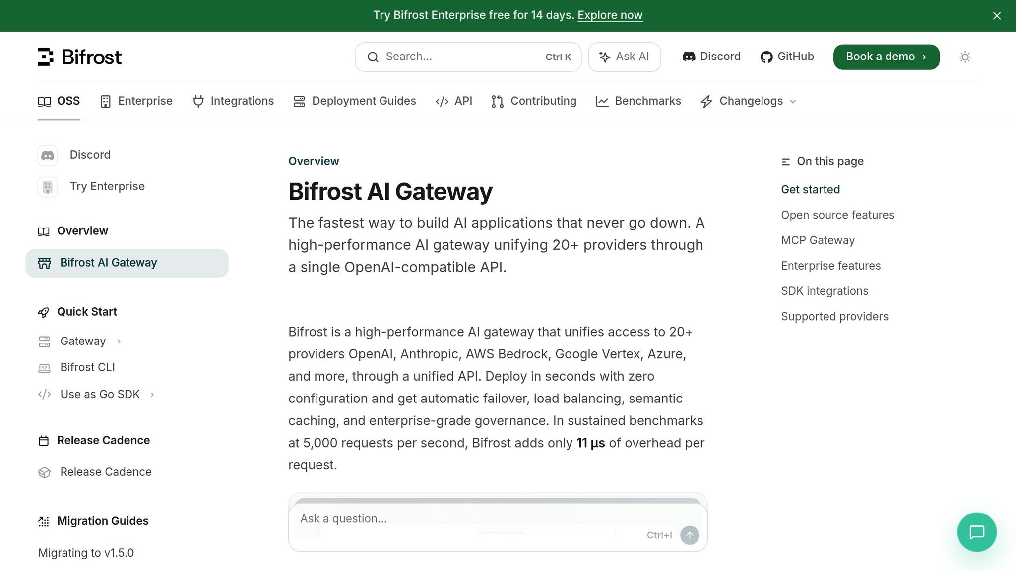 Bifrost AI Gateway architecture diagram with hierarchical rate limits and semantic cache