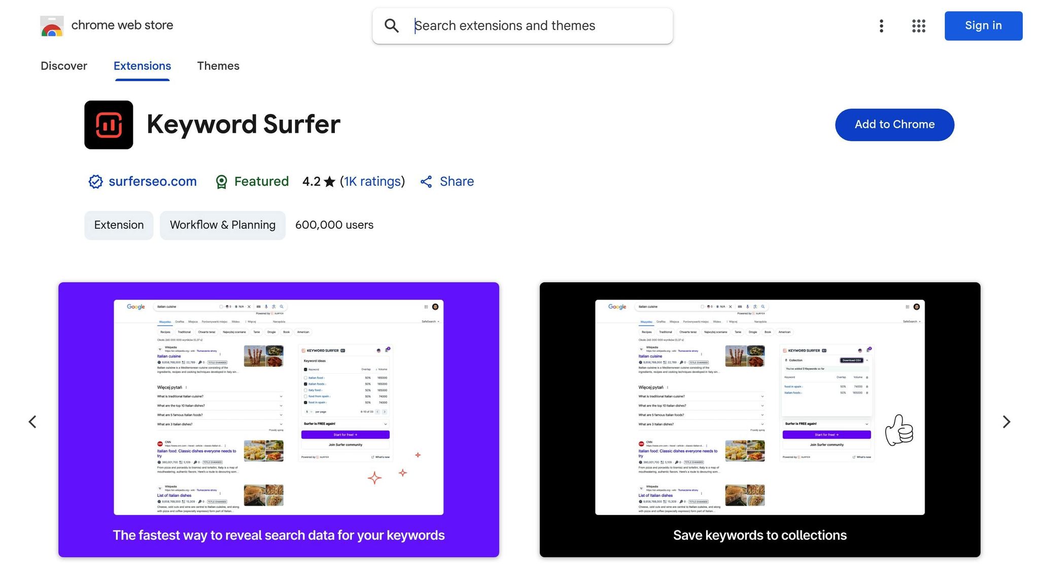 Keyword Surfer