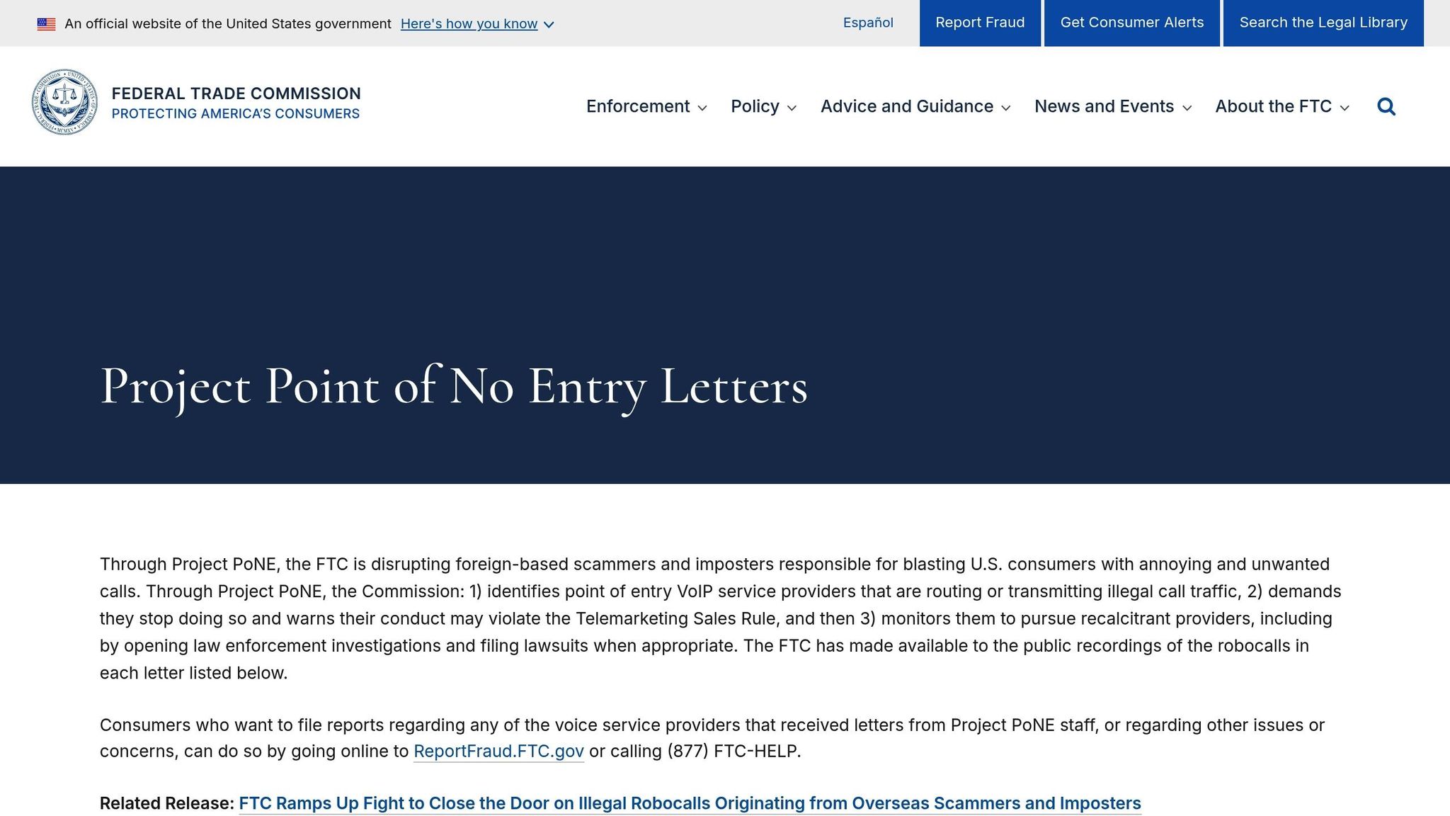 Project Point of No Entry