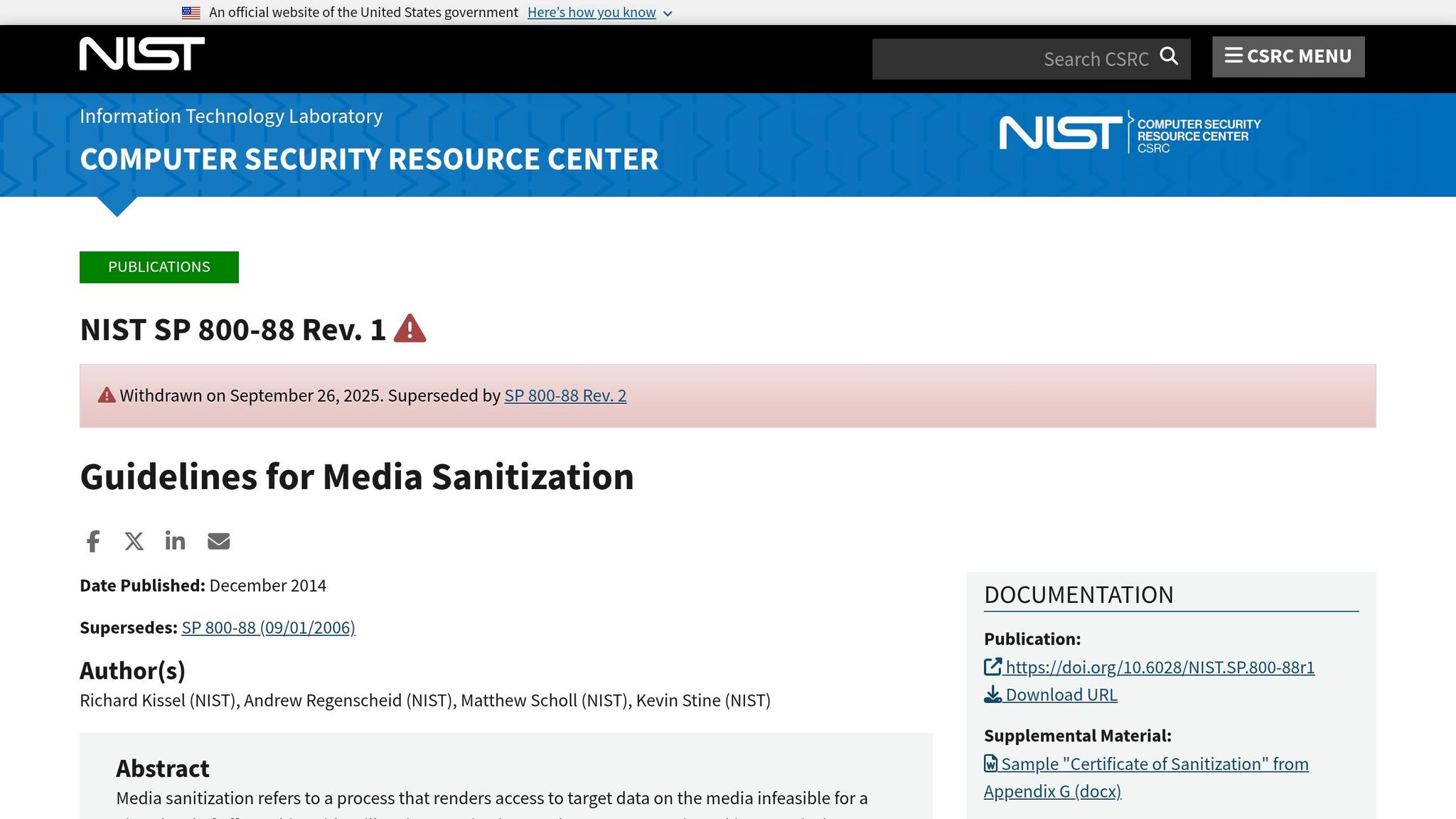 NIST SP 800-88