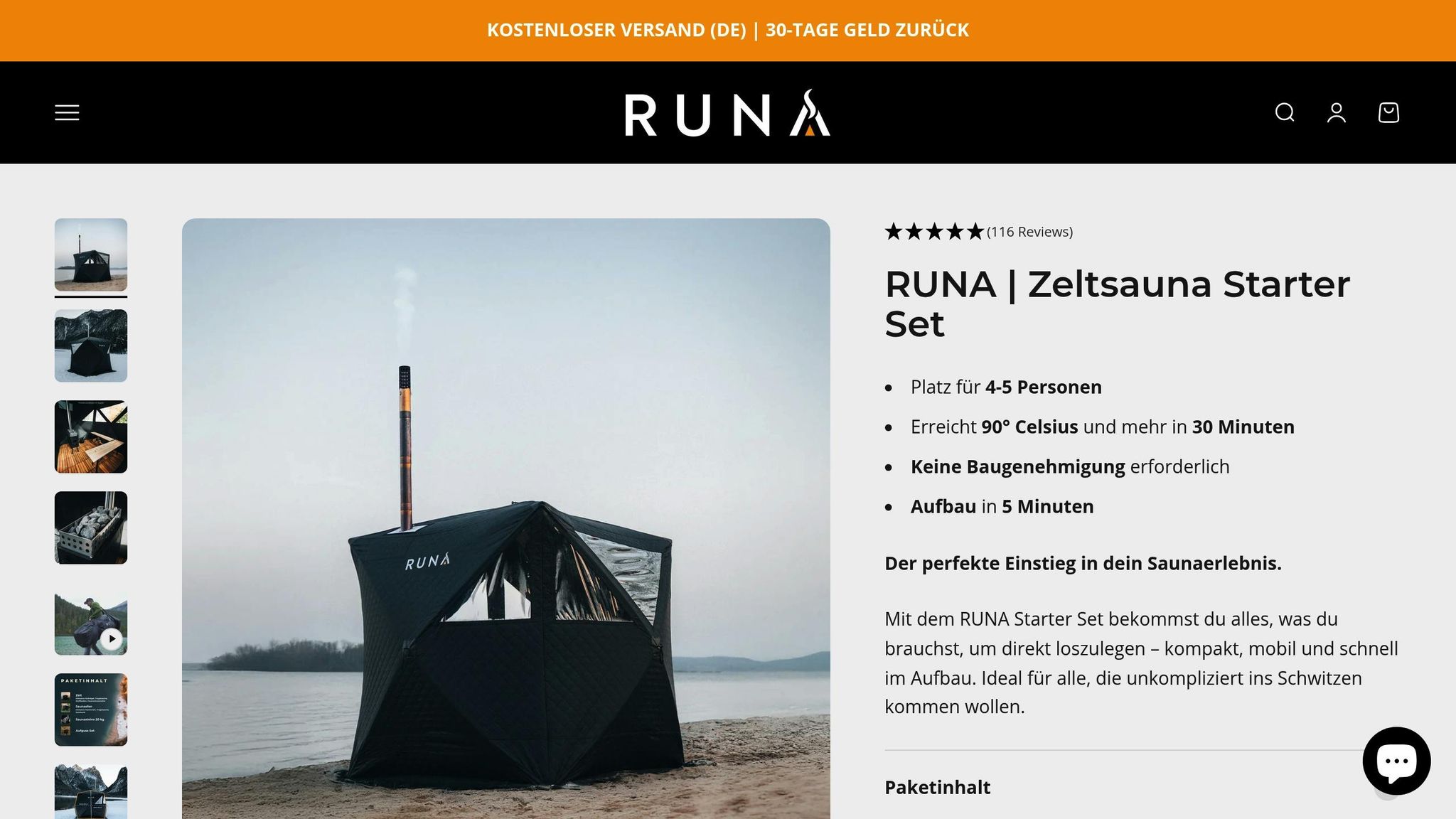 RUNA Zeltsauna Starter Set
