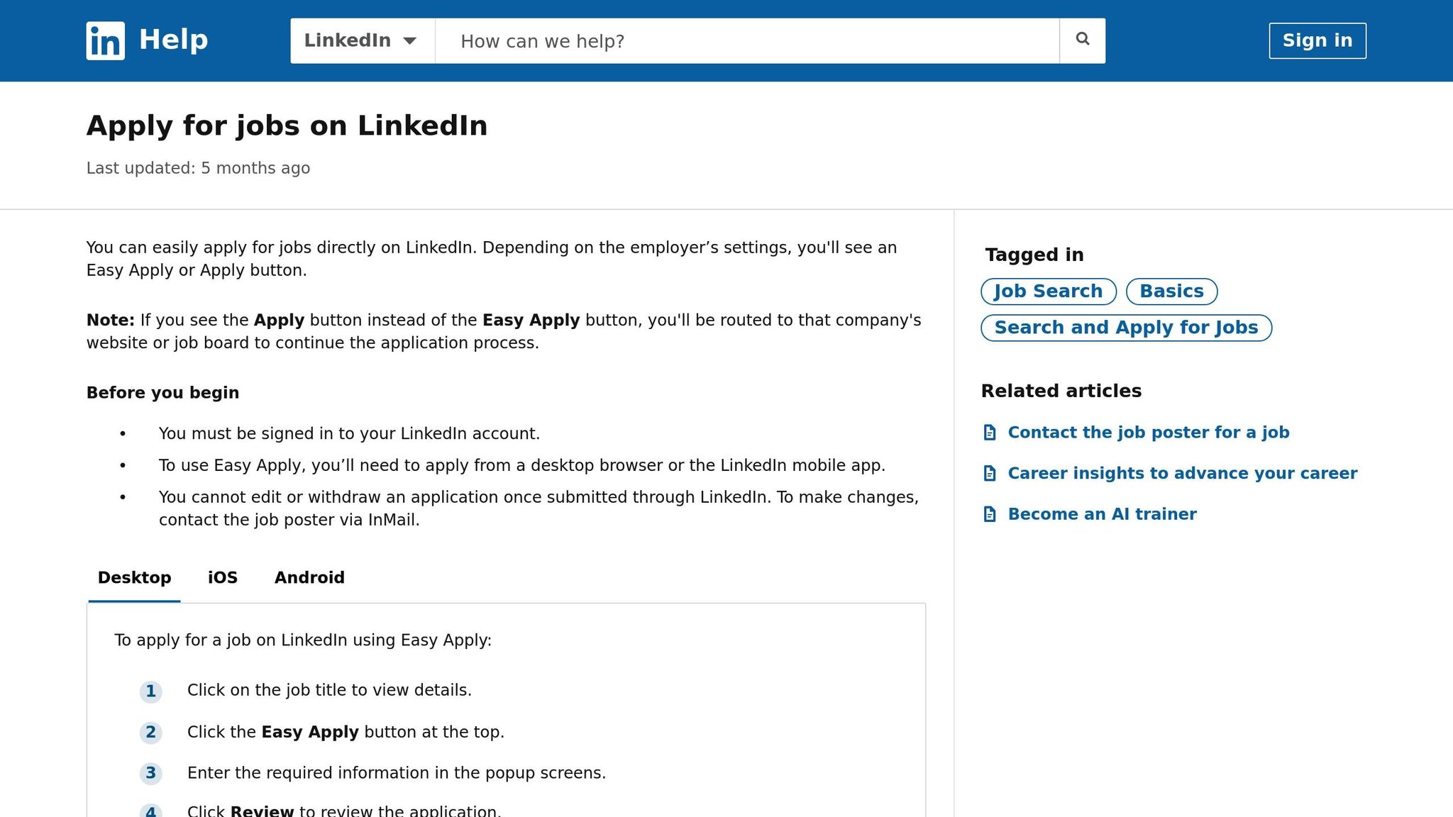 LinkedIn Easy Apply
