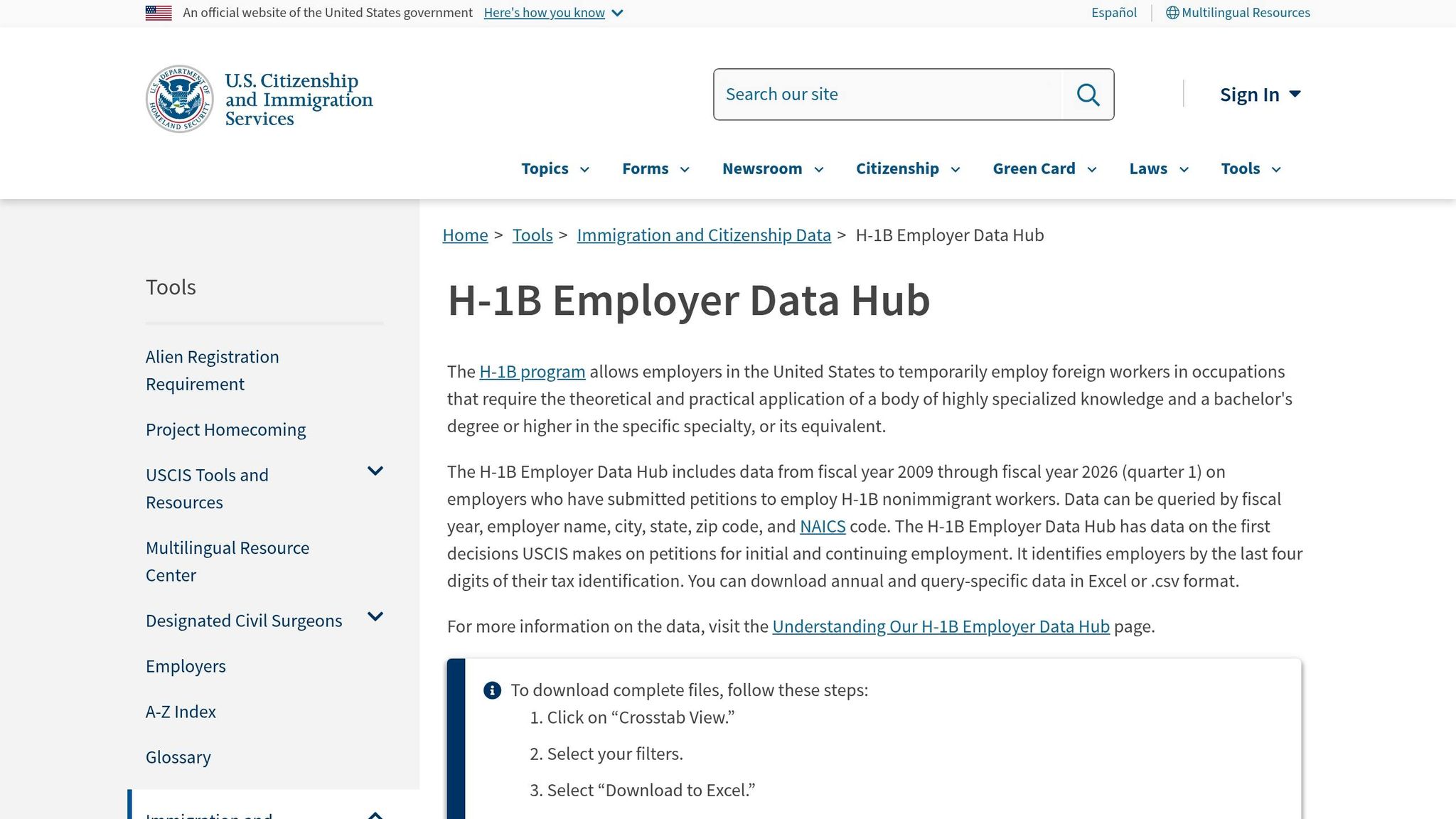 USCIS H-1B Employer Data Hub