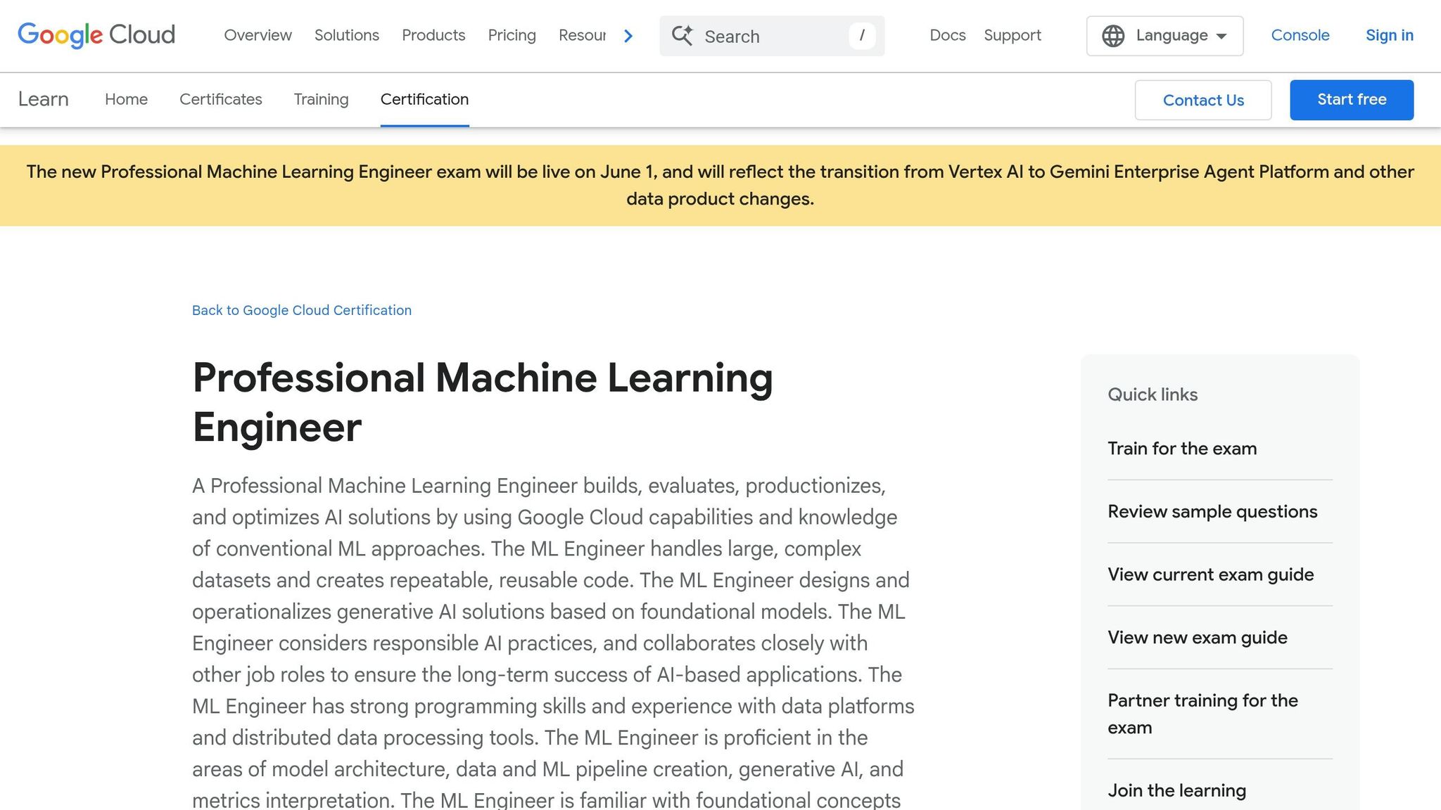 Google Cloud Professional Machine Learning Engineer