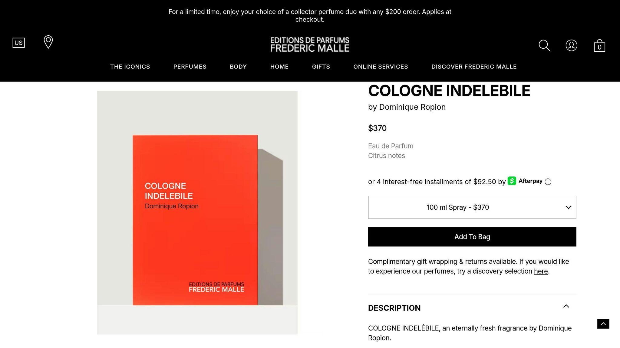 Cologne Indélébile