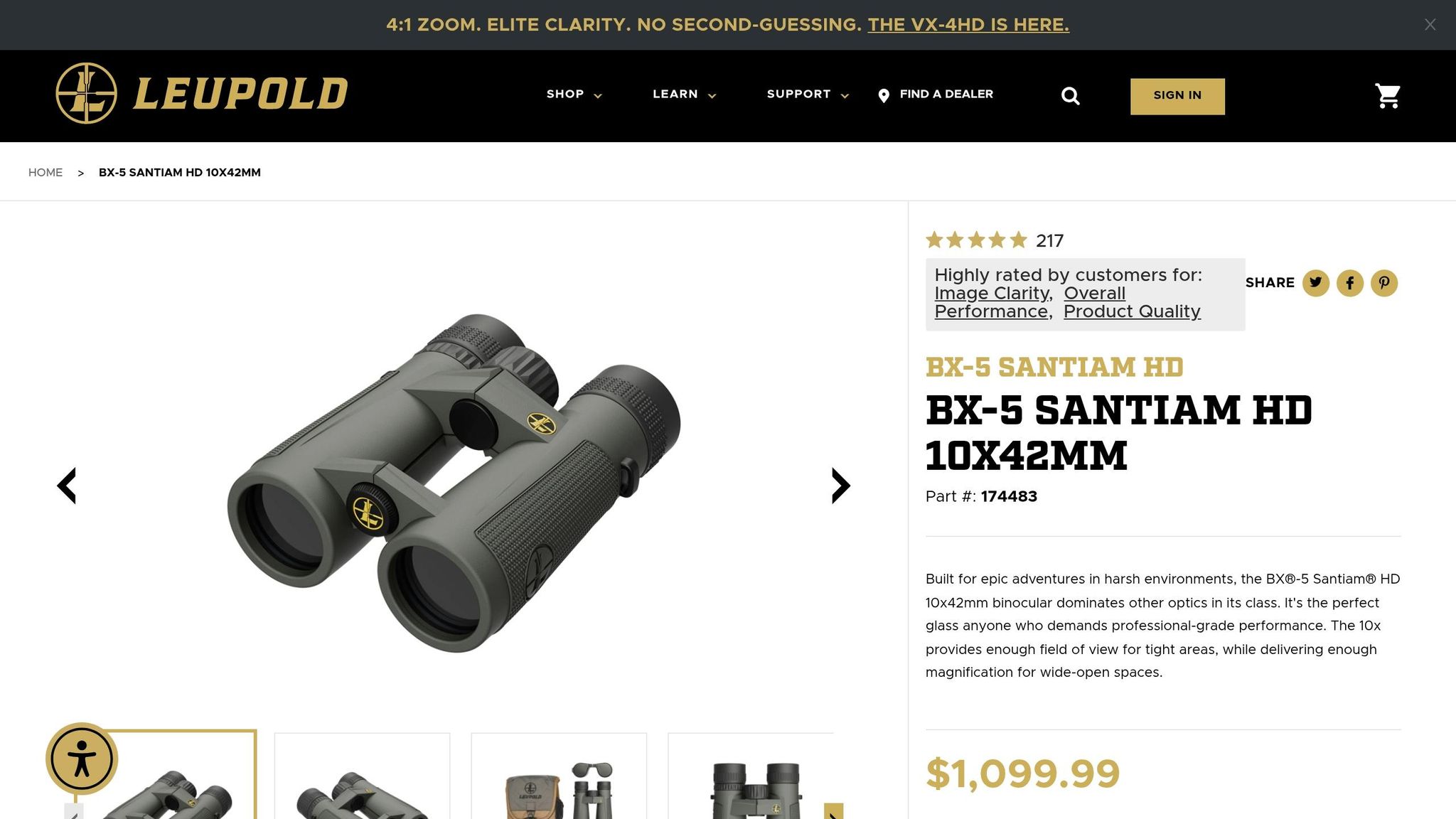 Leupold BX-5 Santiam HD 10x42