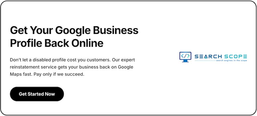 A graphic showing the steps for a Google Business Profile reinstatement service.