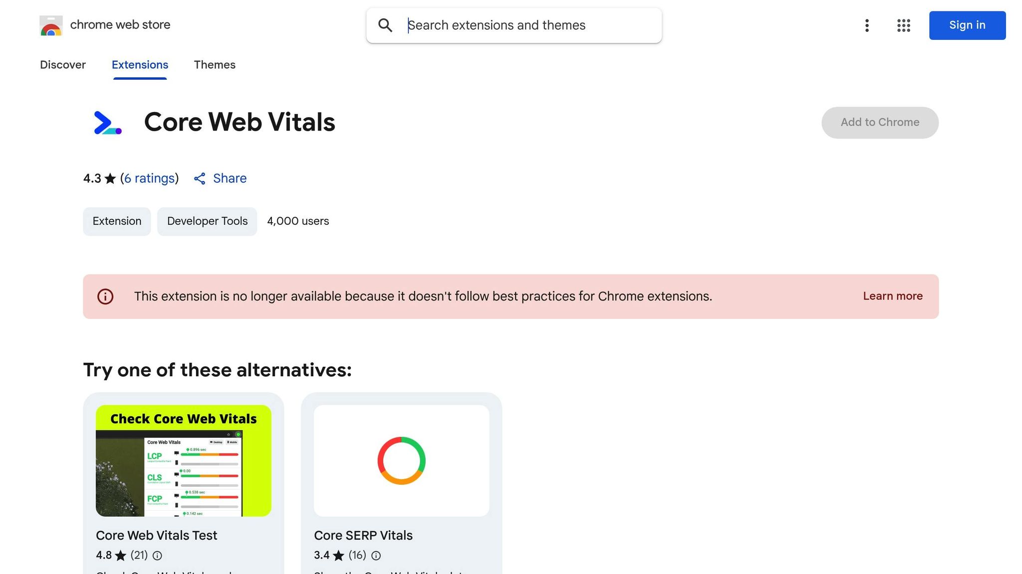 Web Vitals Chrome Extension