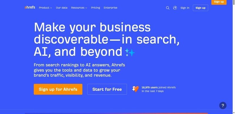 Ahrefs homepage
