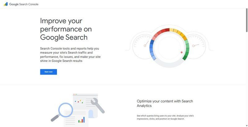 Google Search Console homepage